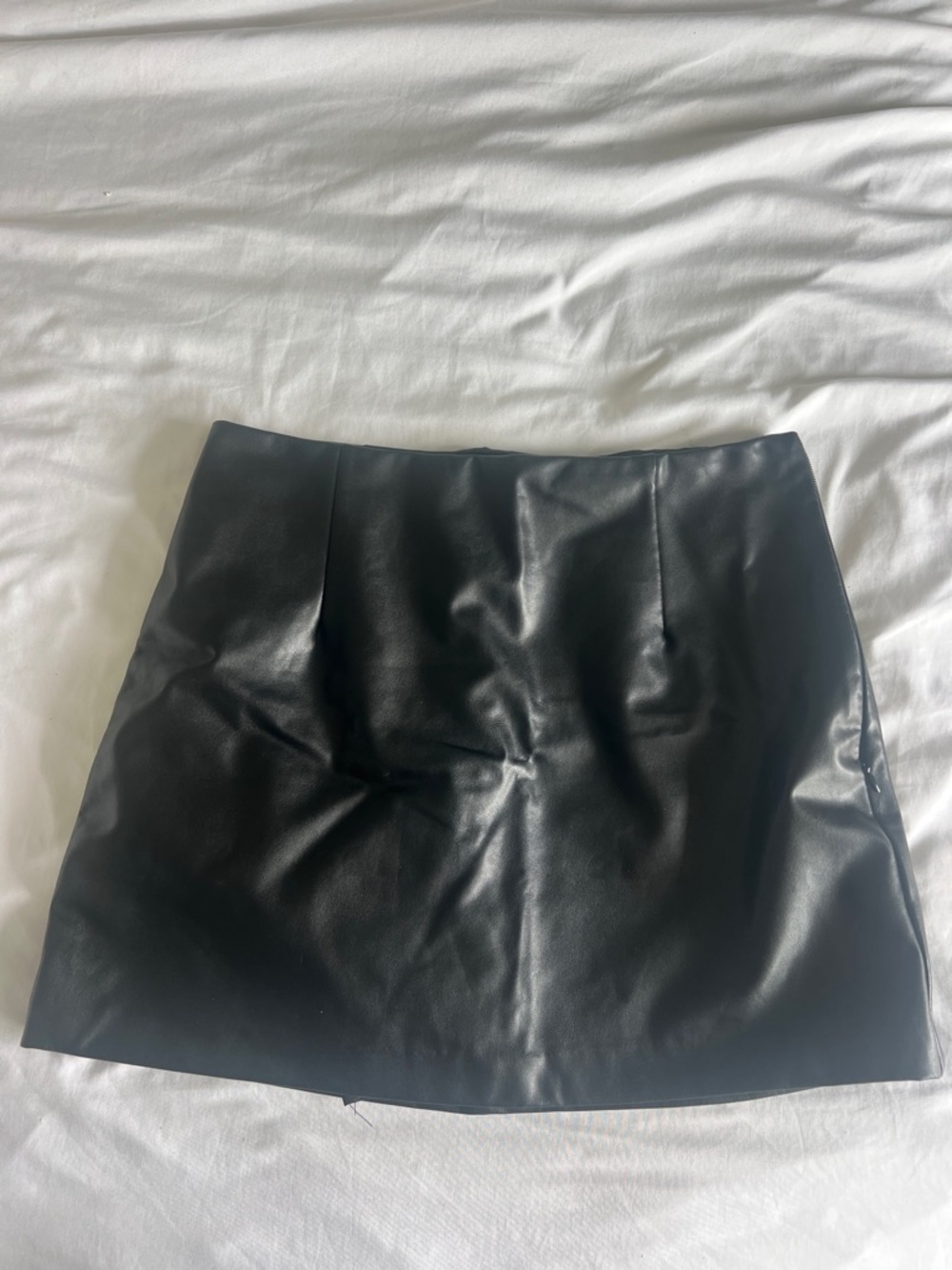 Black Vegan Leather Mini Skort